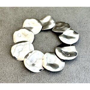 ESPO Chunky STERLING Silver Rippled DISC Link BRACELET 7" Joseph Esposito Vintag
